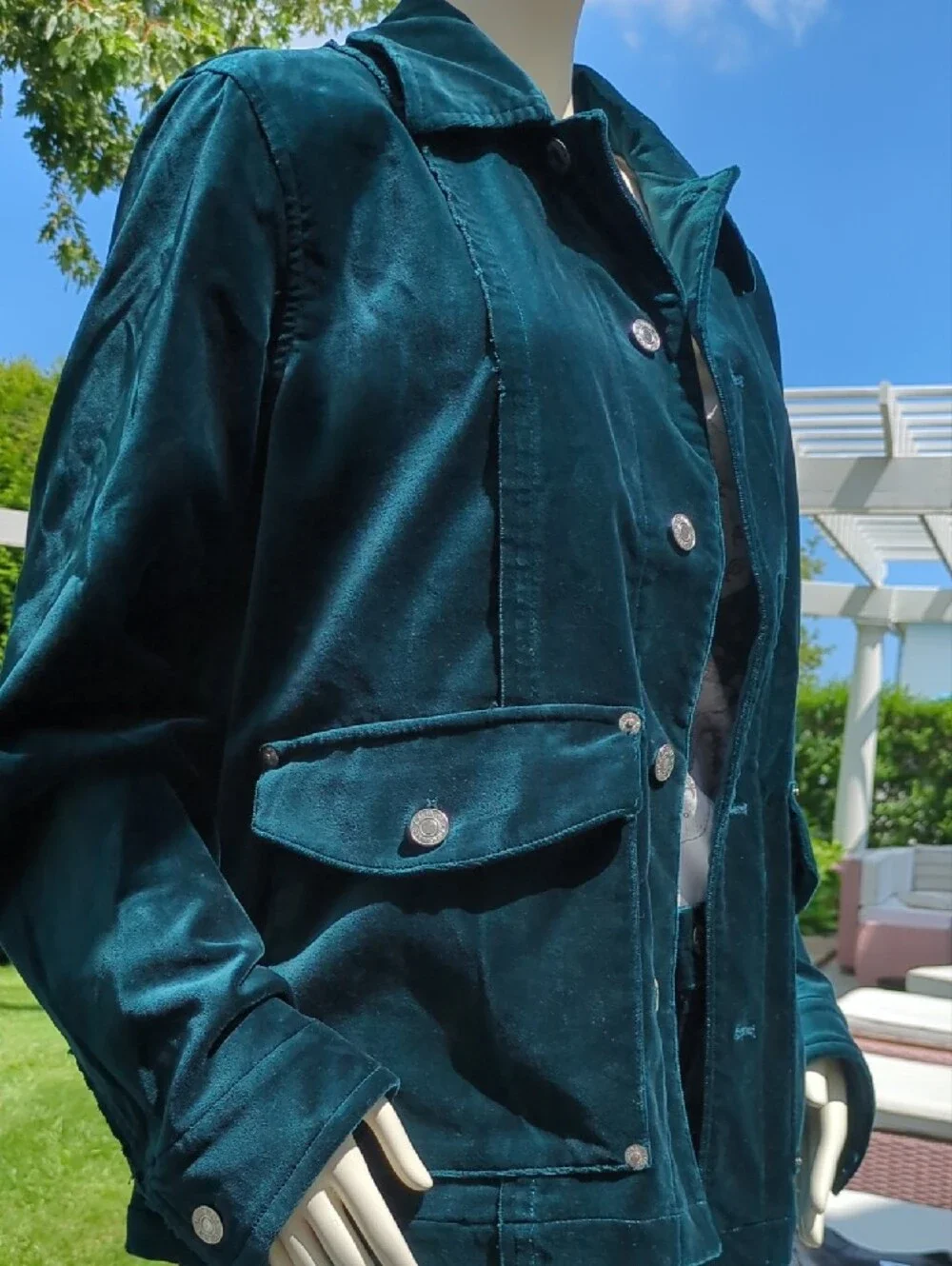 Re/Done Teal Velvet Wide-Leg Pants with Matching Jacket